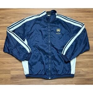 VTG Adidas Team Notre Dame Volleyball Full Zip Lined Track Jacket Navy Men Sz XL